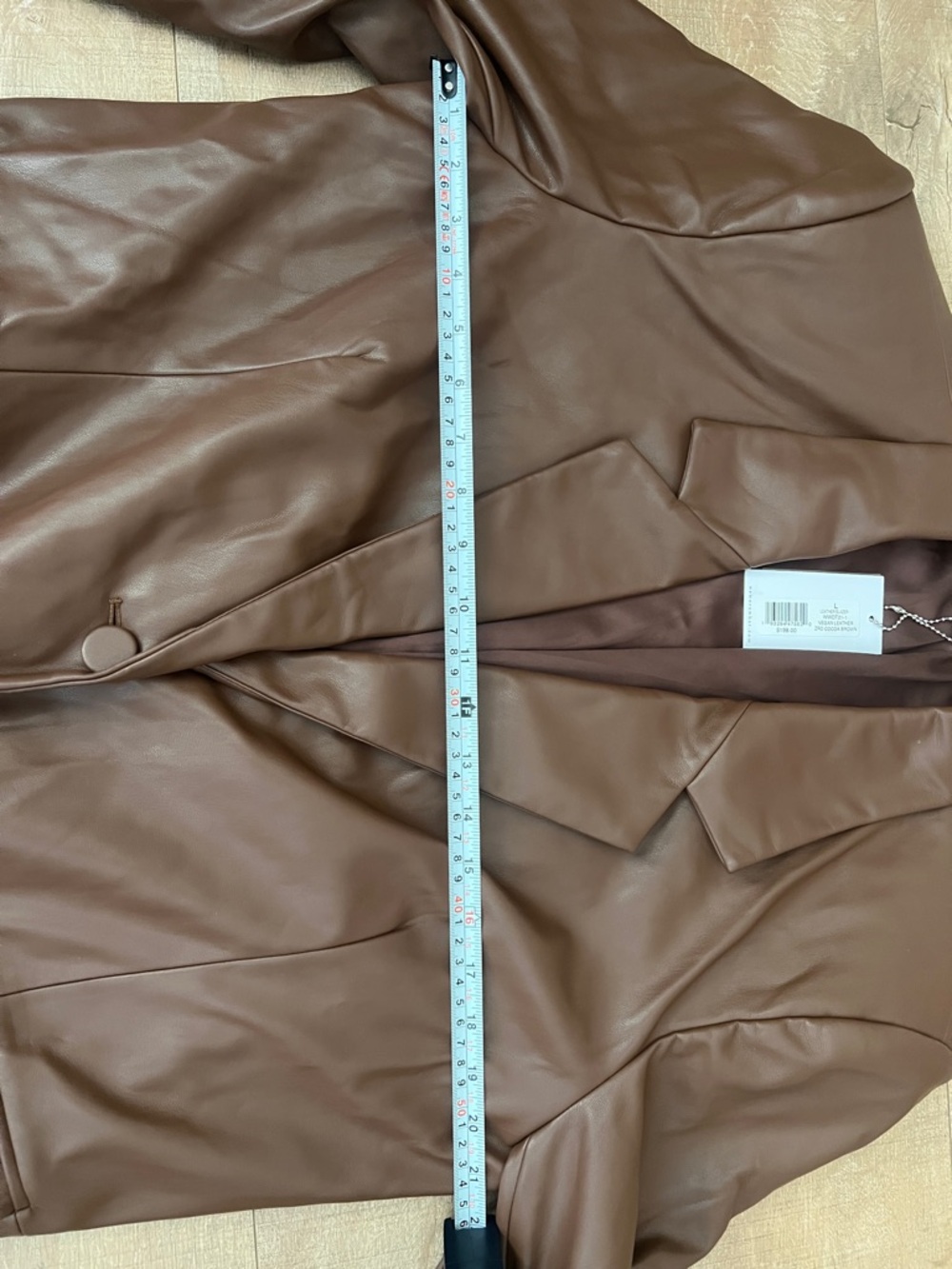 WeWoreWhat Chocolate Brown Faux Leather Blazer size large - Picture 8 of 8